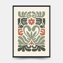 Abstract floral posters template. Modern trendy Matisse minimal style. Pink and blue colors. Hand drawn design for wallpaper, wall decor, print, postcard, cover, template, banner. 