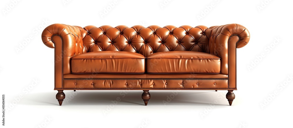 Poster back leather sofa isolated on white background , front view. with copy space image. place for adding