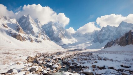 Obraz premium Beautiful Capture of Rocky Mountains in Winter Scenery