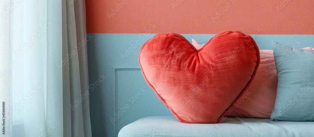 Leinwandbilder heart-shaped pillow. with copy space image. place for adding text or design