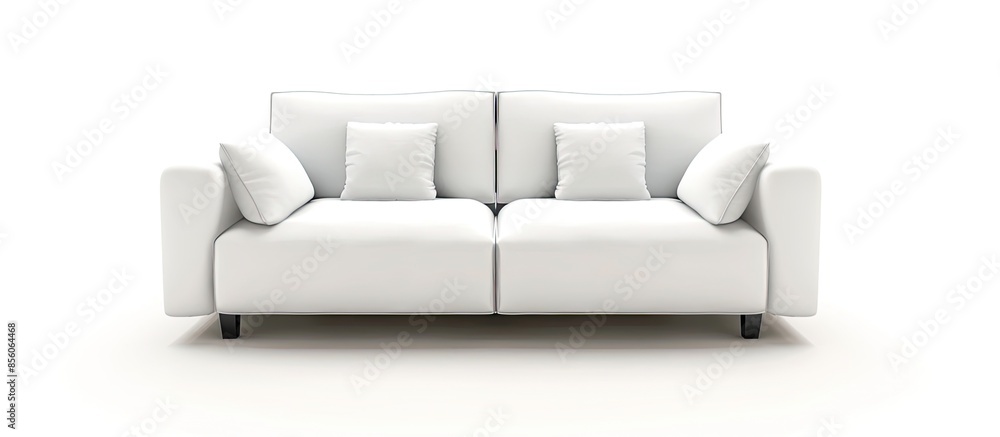 Aufkleber modern white suede couch sofa isolated on white background. with copy space image. place for adding 