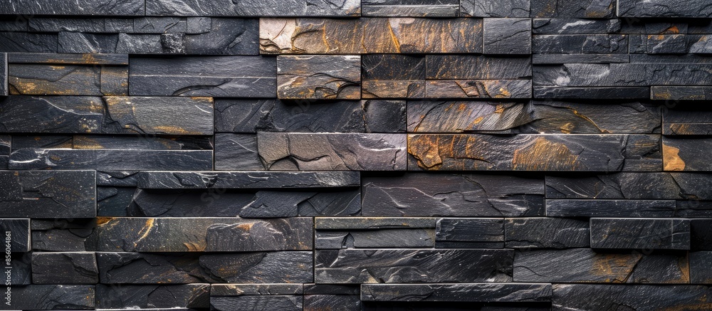 Poster pattern of decorative slate stone wall surface. with copy space image. Place for adding text or design