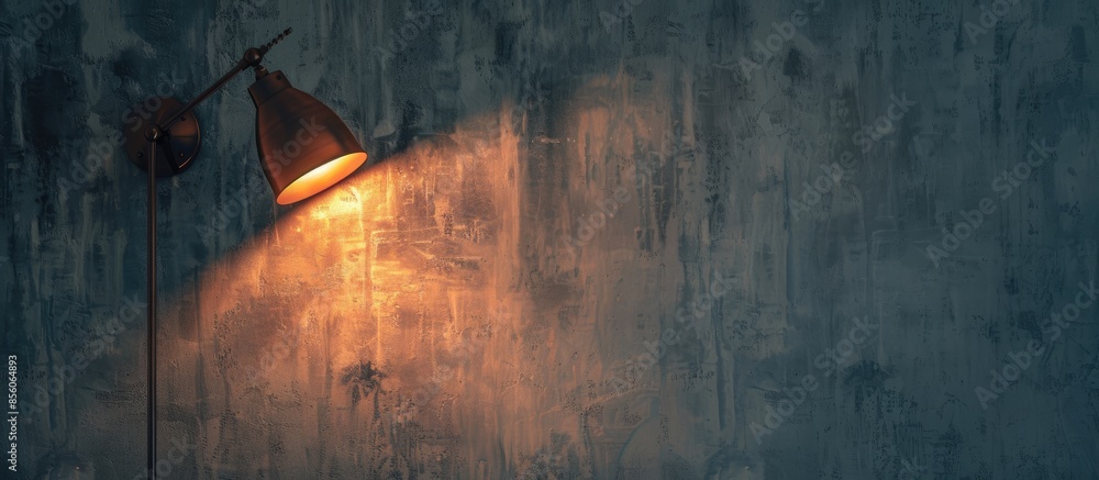 Poster small lamp with brown light shine to the wall. spot light concept. with copy space image. place for 