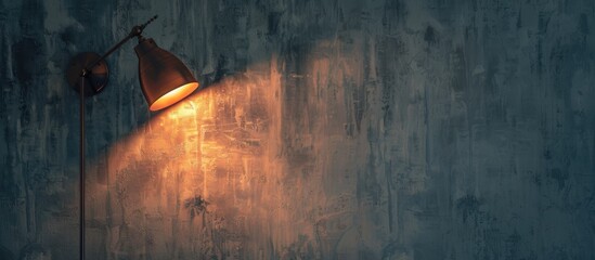 Fototapeta premium Small lamp with brown light shine to the wall. Spot light concept. with copy space image. Place for adding text or design
