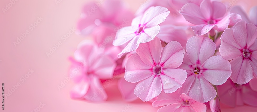 Aufkleber phlox flowers isolated on pastel background flower. with copy space image. place for adding text or 