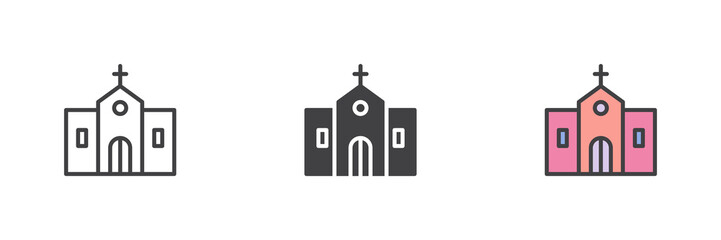 Church building different style icon set