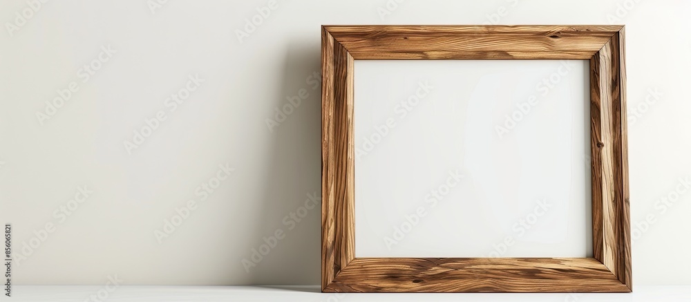 Poster Wooden picture frame over white background. with copy space image. Place for adding text or design