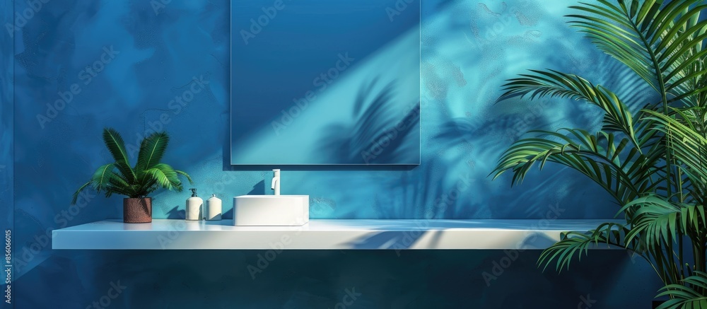 Aufkleber Bathroom with sink and mirror. with copy space image. Place for adding text or design