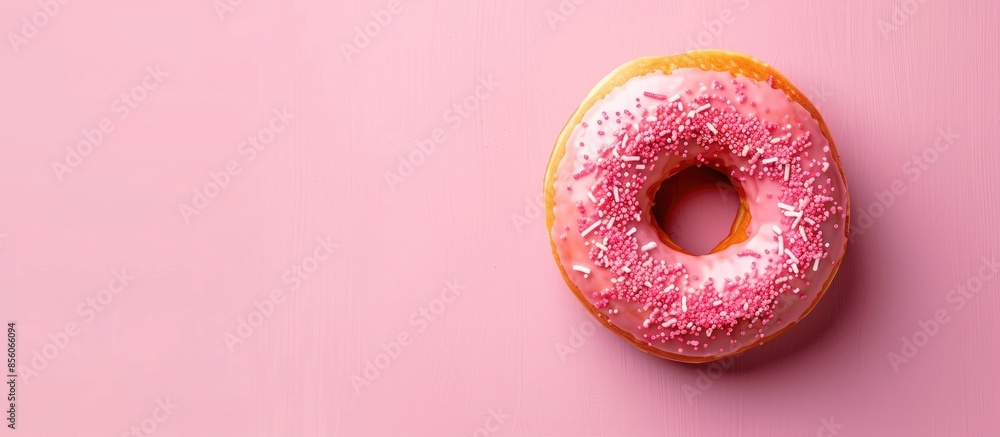 Leinwandbilder sugar glazed donut isolated on pastel background . food. with copy space image. place for adding tex