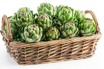 Fototapeta premium Fresh Artichokes in Wicker Basket