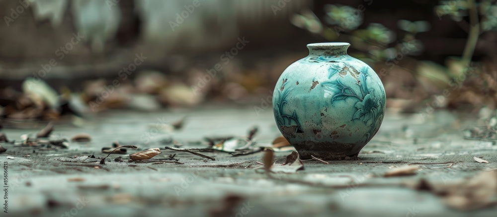 Fototapete Porcelain object on ground. with copy space image. Place for adding text or design