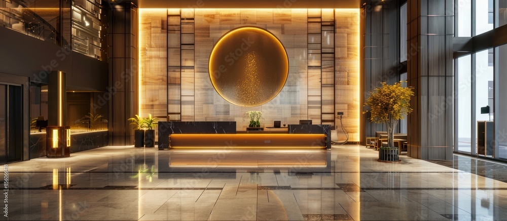 Aufkleber modern hotel lobby interior. with copy space image. place for adding text or design