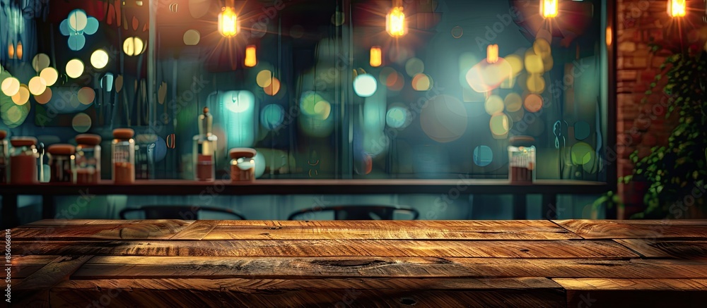 Poster Table Top And Blur Interior of Background. with copy space image. Place for adding text or design
