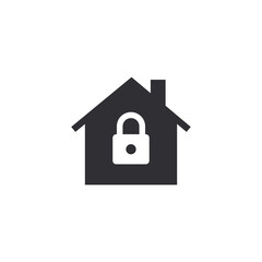 Home icon. House sign. Real estate icon. Home sign. Building construction. Logo template. Alert sign. Smart home. Home protection. Safety. Closed house. Lock icon. Private house. Blocked real estate.