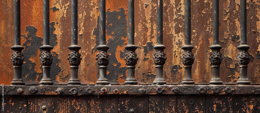 Poster passage against the background of a brown railing. with copy space image. Place for adding text or design