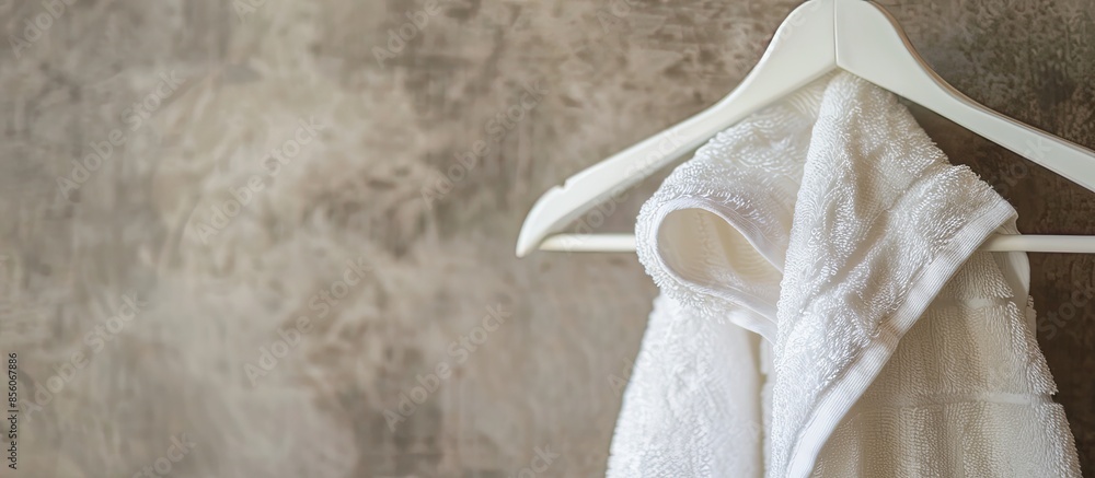 Aufkleber Clean white towel on a hanger. with copy space image. Place for adding text or design