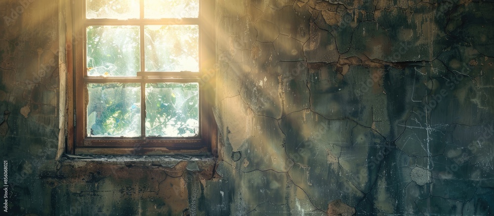 Poster The light sifting through form the window. with copy space image. Place for adding text or design
