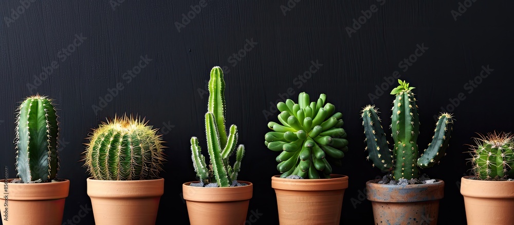 Poster Cactus pots for decoration. with copy space image. Place for adding text or design