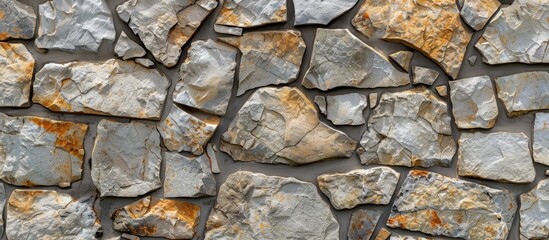 Obraz premium close up background and texture of rough cement masonry wall. with copy space image. Place for adding text or design