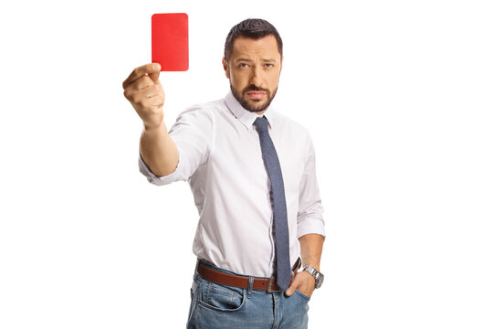 Man showing a red card