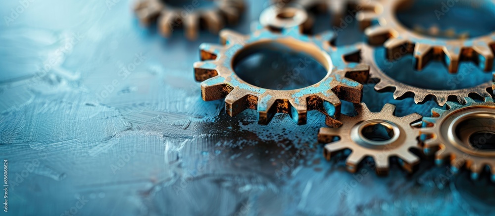 Poster Risk Management concept on the gearwheels. Copy space image. Place for adding text or design