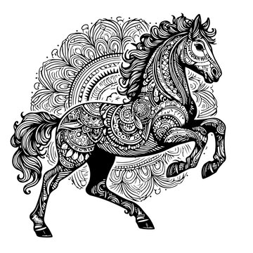 recommend clip art: Patterned Baby Horse Foal Laying Down Coloring Page Mandala Baby Horse Foal Sleeping Coloring Page Zentangle Horse Coloring Page