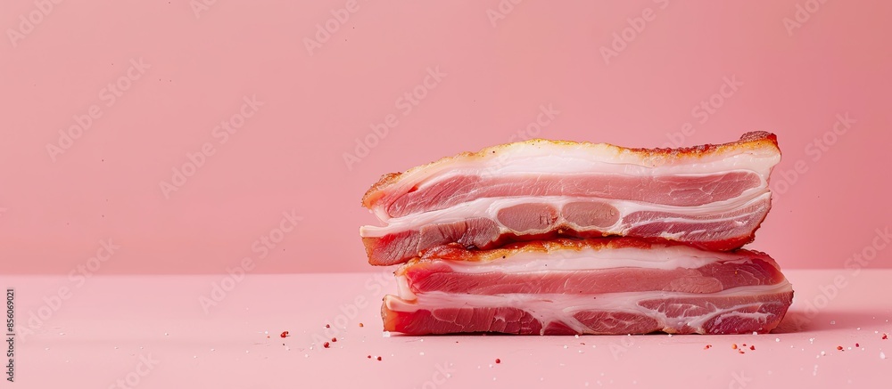 Poster pork belly on pastel background food isolated pastel. with copy space image. place for adding text o