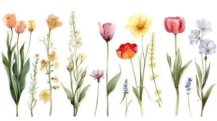 Obraz premium Vibrant Floral Arrangement of Assorted Blooming Botanical Specimens