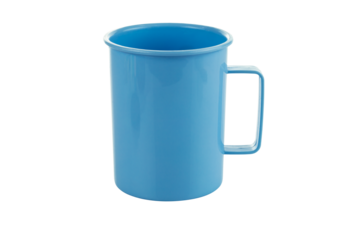 Blue plastic cup isolated on white background with clipping path.