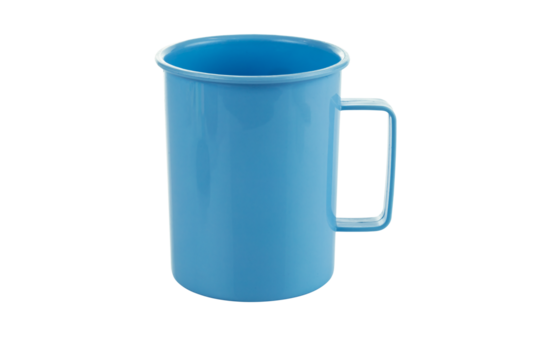 Blue plastic cup isolated on white background with clipping path.