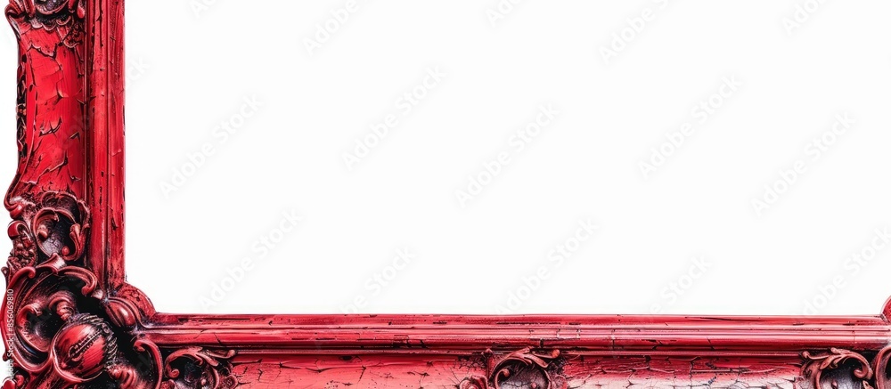 Poster antique red frame isolated on white background. with copy space image. Place for adding text or design