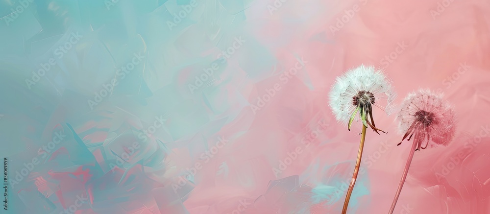 Aufkleber Dandelion Pressed pastel background Pressed  Flower. with copy space image. Place for adding text or design