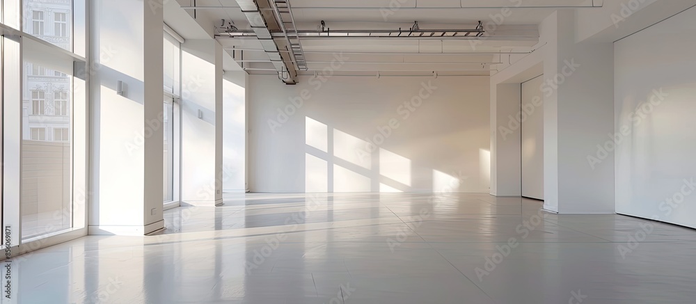 Poster Empty white room without decoration and renovation. with copy space image. Place for adding text or design