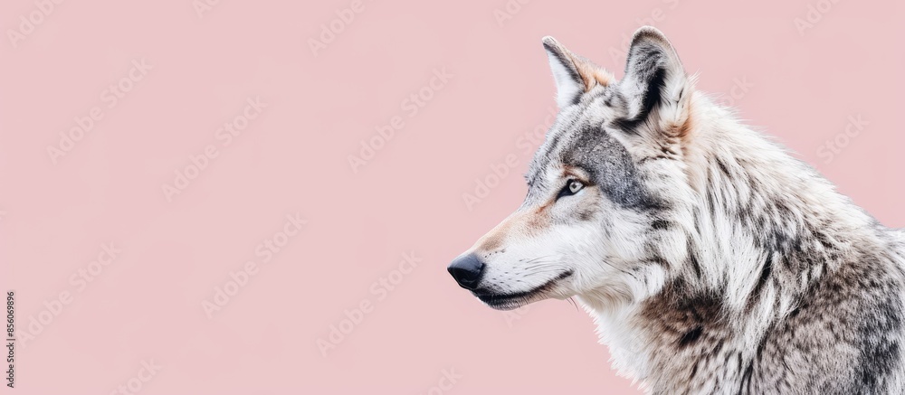 Poster wolf Isolated on pastel background Wolf   Isolated  Nature. with copy space image. Place for adding text or design