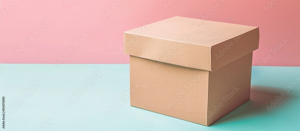 Poster blank packaging box, shot from every site, isolated over pastel background. good for your design. wi