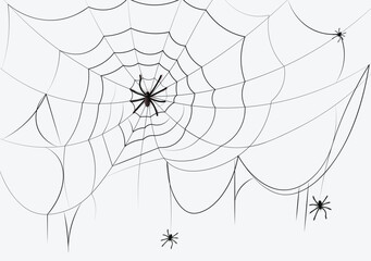 hanging web and spider elements with halloween concept