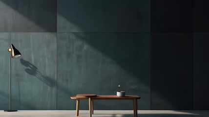Minimalist cold abstract shadow in room on wall.