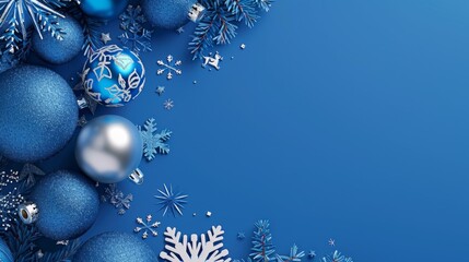Blue Christmas Decorations Background Generative AI