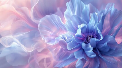 Abstract blue flower background with soft ripples and swirls Blue abstract floral texture with blurred petals for design