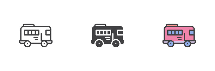 Camper van different style icon set