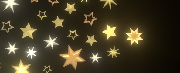 Twinkling Yuletide Skies: Breathtaking 3D Illustration of Falling Christmas Starlights