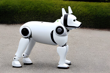 Robotic toy dog on street