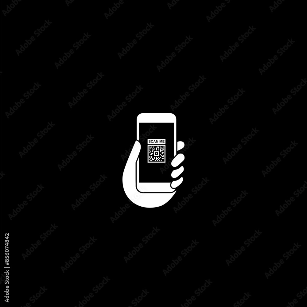 Poster scan me smart phone icon isolated on dark background