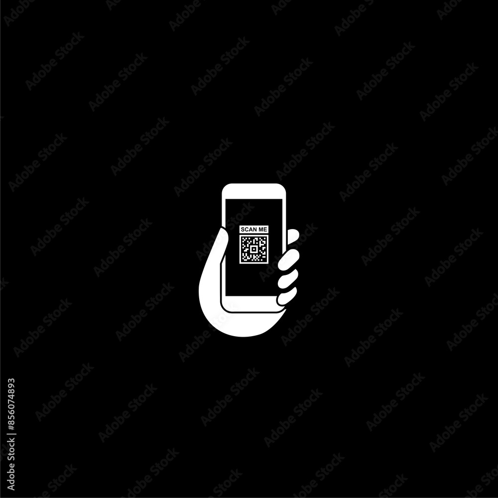 Poster scan me smart phone icon isolated on dark background