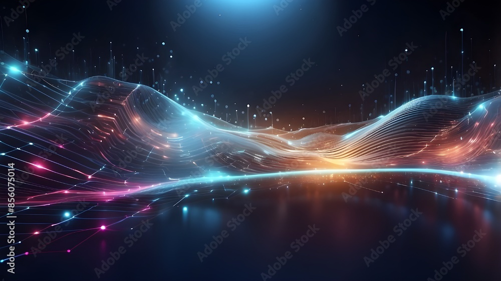 Poster futuristic abstract business background with flashing lines. information technology