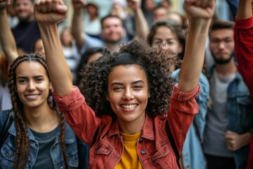 Fototapeta premium Young People Celebrating in a Public Rally