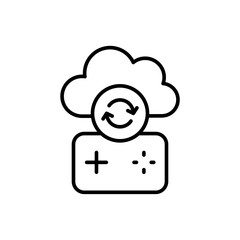 Cloud gaming outline icons, minimalist vector illustration ,simple transparent graphic element .Isolated on white background