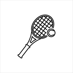 Tennis icon. Tennis balls and tennis racket. Concept of sports, recreation, entertainment and competition.