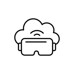 Cloud gaming outline icons, minimalist vector illustration ,simple transparent graphic element .Isolated on white background