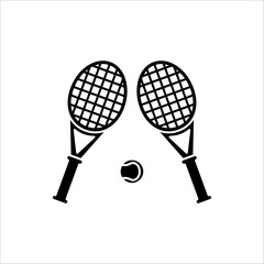 Tennis balls and tennis racket icon. Vector Illustration for web design. isolated on white background